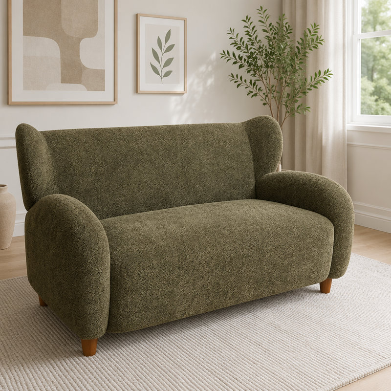 Causeuse en tissu 58 po, Vert olive