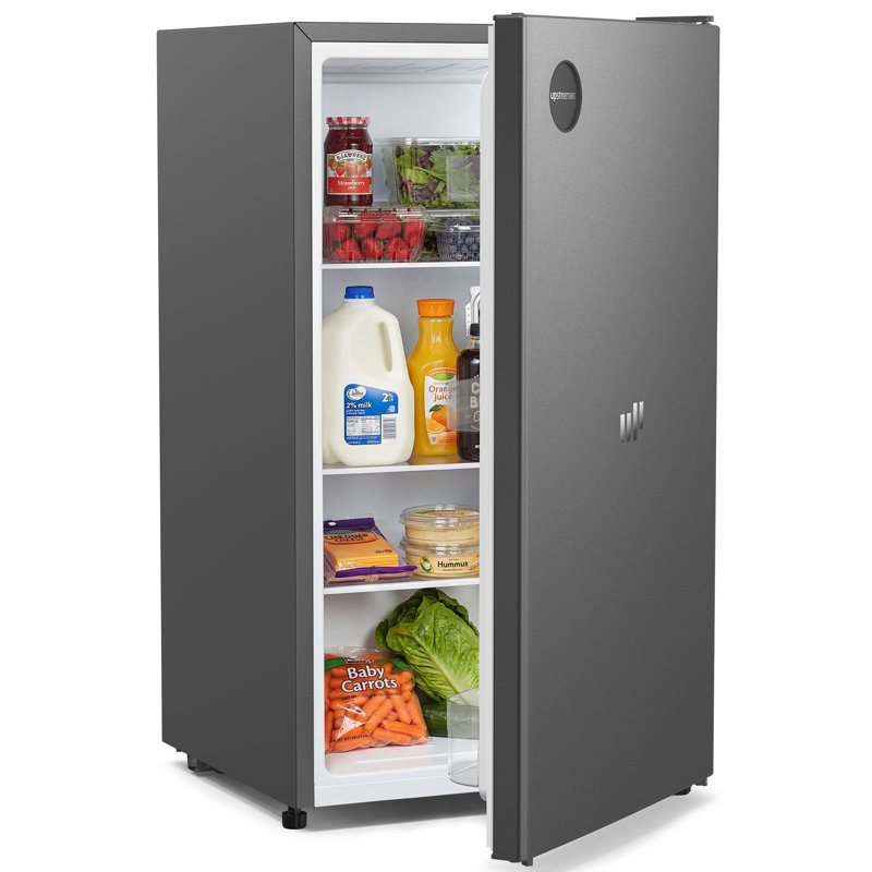 Mini réfrigérateur à porte simple de 3,2 pieds cubes pour bureau, chambre à coucher ou dortoir, Gris