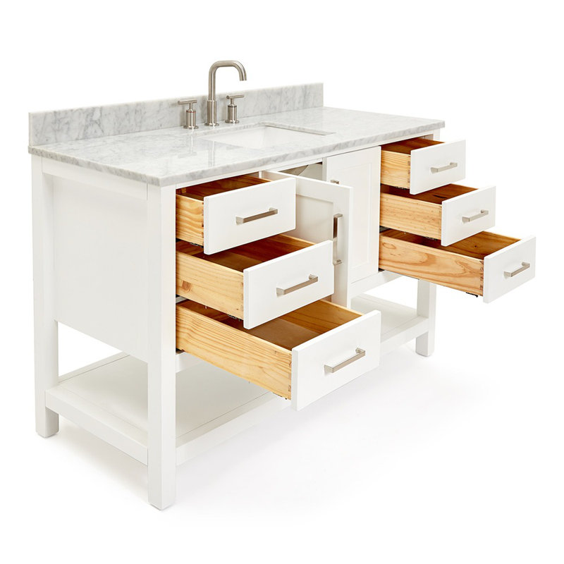 Magnolia Bath Vanity Rectangular Basin S061SCW2R, Rectangular, White, 55"