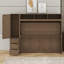 Lit escamotable double avec garde-robe, tiroirs et tablettes ouvertes