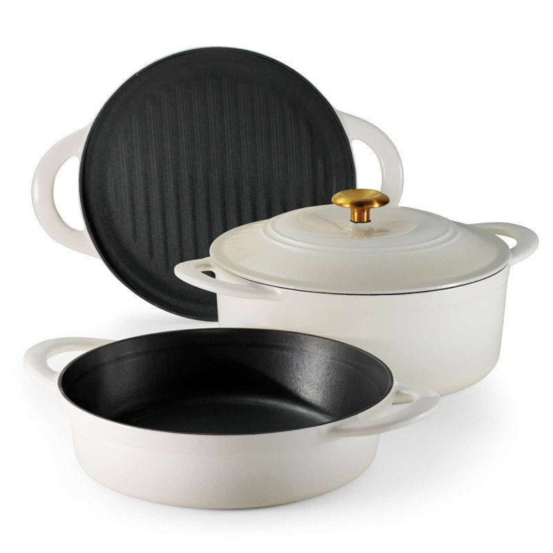 Tramontina 4 Pcs. Enamelled Cast Iron Nesting Cookware Set 26 cm, White