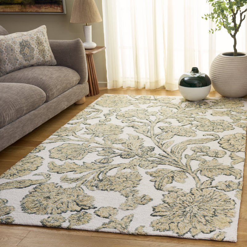 Jardin 333 Hand Tufted 80% Wool; 20% Cotton Floral Rug, Rectangle 5' x 8'