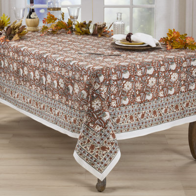 70" Floral Cotton Tablecloth