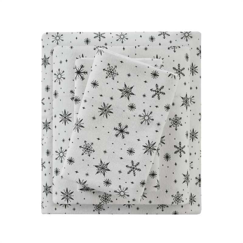 Ensemble de draps 4 pièces, Motif floraux gris