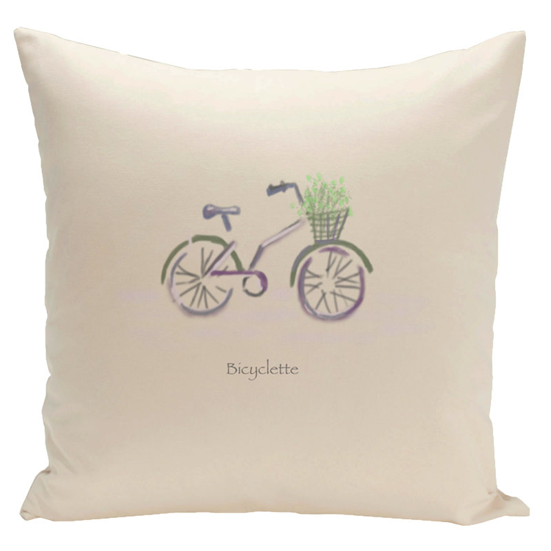 Housse et insert de coussin décoratif décoratif en bicyclette, H 16 po x l 16 po