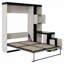 Lit escamotable avec bureau, tablettes et armoires de rangement