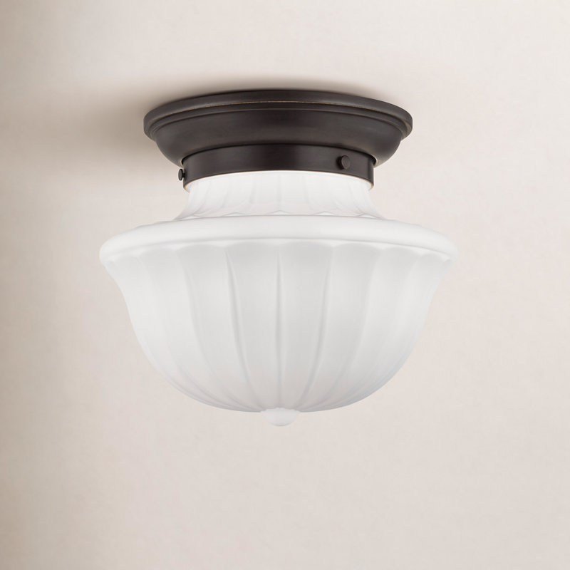 Maisie Glass Semi Flush Mount, Old Bronze, 10" H x 12" W