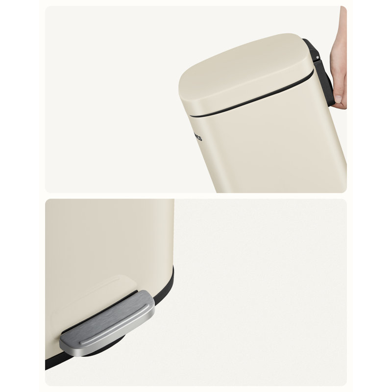 Steel Step On Kitchen Trash Can - 30L, Sand Beige