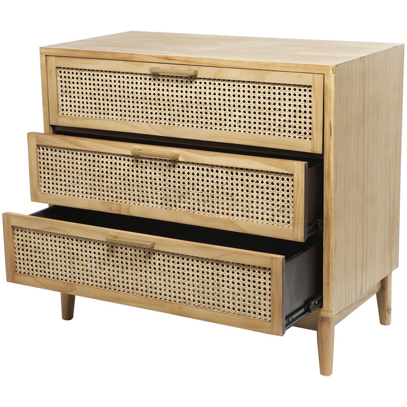 Commode décorative 3 tiroirs Consuelo, Brun