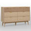 Commode 8 tiroirs couleur bois naturel - Surface rayée et poignées dorées