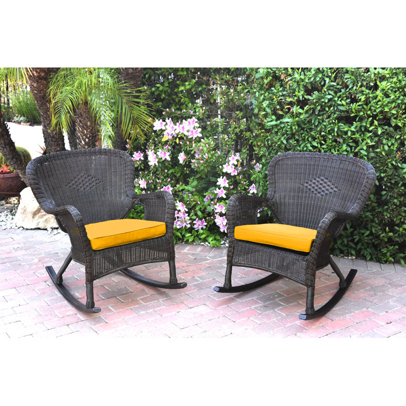 Chaise berçante Batchelder, Espresso, Rouge-orange