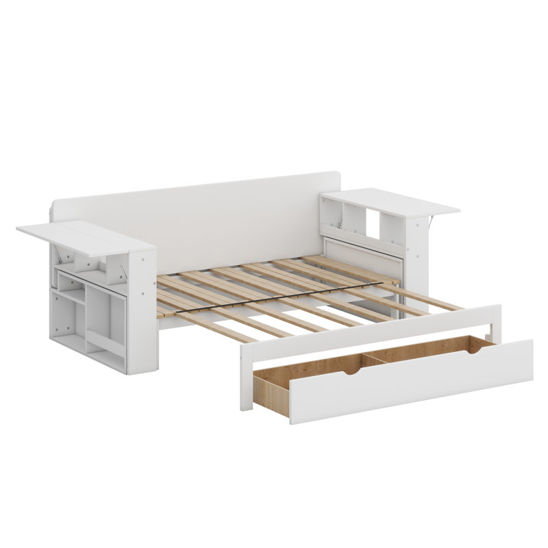 Lit de jour avec bureau amovible, Blanc