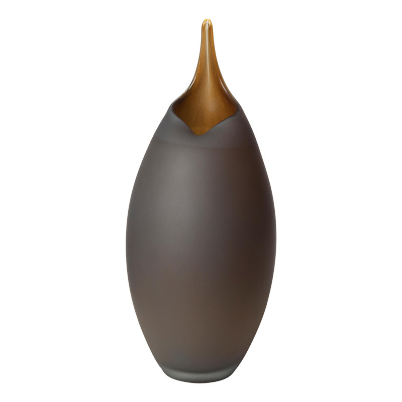 Frosted Vase w/Amber Casing, 18.25" H x 7.25" W x 7.25" D, Gray