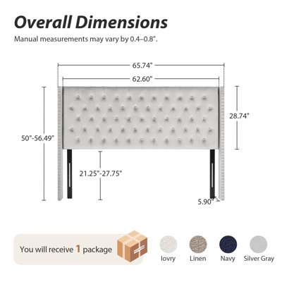 Tufted Wingback Headboard Queen Size
