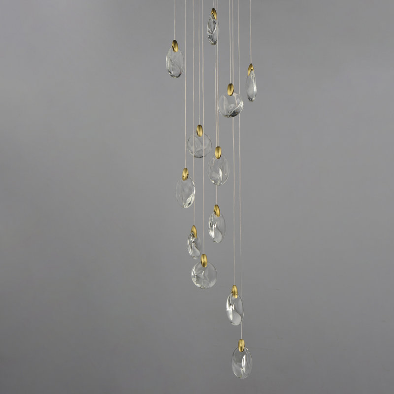 Luminaire suspendu caillou à lumières multiples, H 4,75 po x l 15,75 po x P 15,75 po, 4, 16