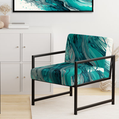 Turquoise Waves In Paradise VII - Chaise d'appoint rembourrée abstraite
