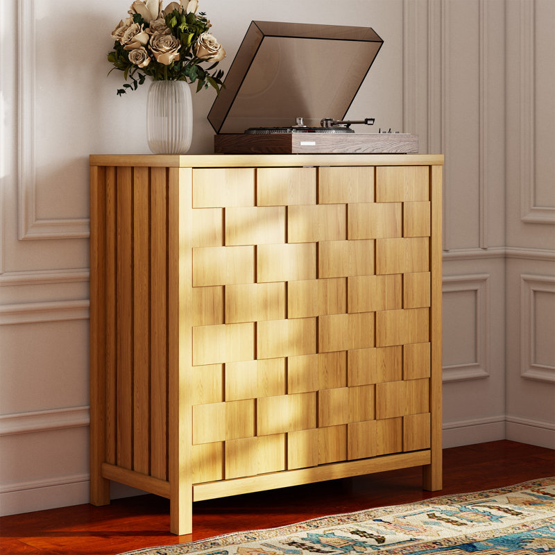 31.5'' W Accent Cabinet With Adjustable Shelves, Yellow