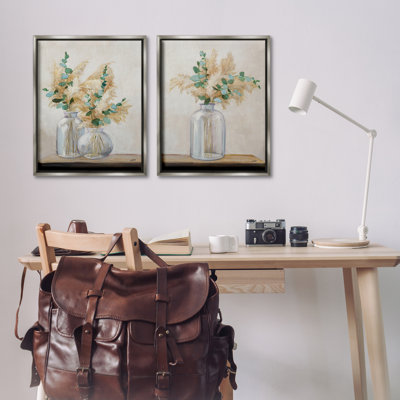 «Pampas Eucalyptus Bouquet», ensemble de 2 toiles flottantes encadrées par Julia Purinton