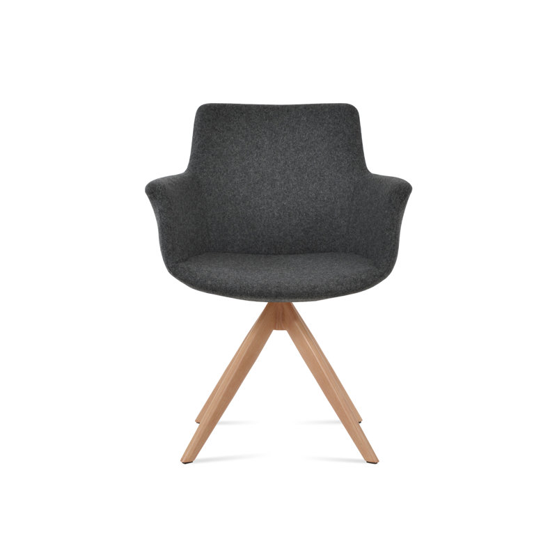 Chaise avec accoudoirs pivotante Bottega, Gris foncé, Naturel