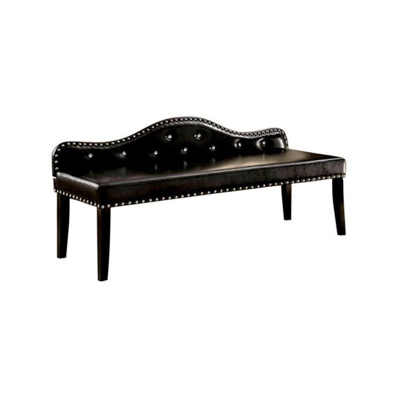 Hambright Faux Leather Upholstered Bench, Black, 27.5" H x 64" W  x 21" D