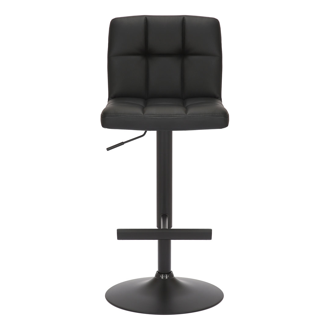 Hetal Swivel Upholstered and Faux Leather Adjustable Height Bar Stool with Steel Frame
