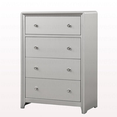Luxueux commode 1 pièce nickel brossé sur poignées 4 tiroirs à queue d'aronde anglaise avec glissières en métal finition champagne