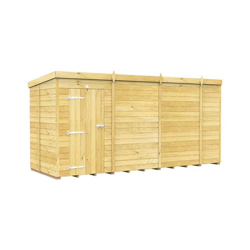 14ft x 5ft Pent Shed - Single Door without Windows