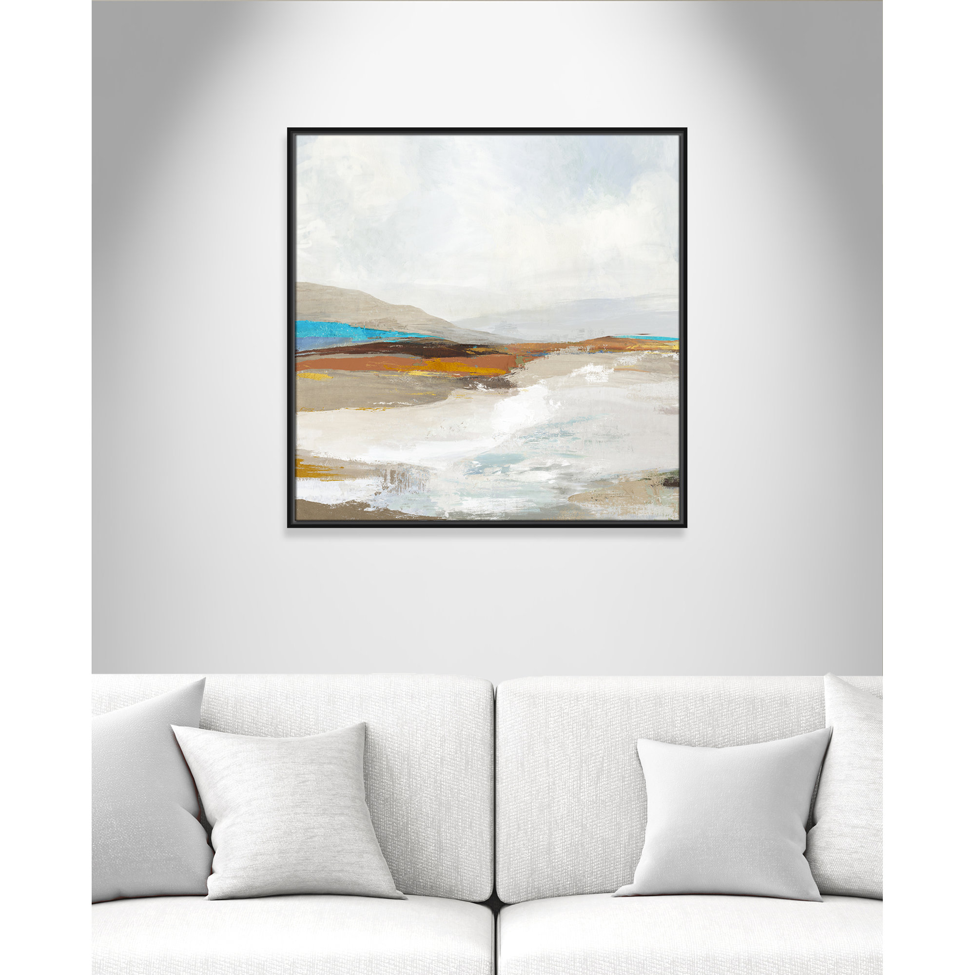 Soft Sea I by Allison Pearce - Floater Frame Print on Canvas, 31.5" H x 31.5" W, Black Framed