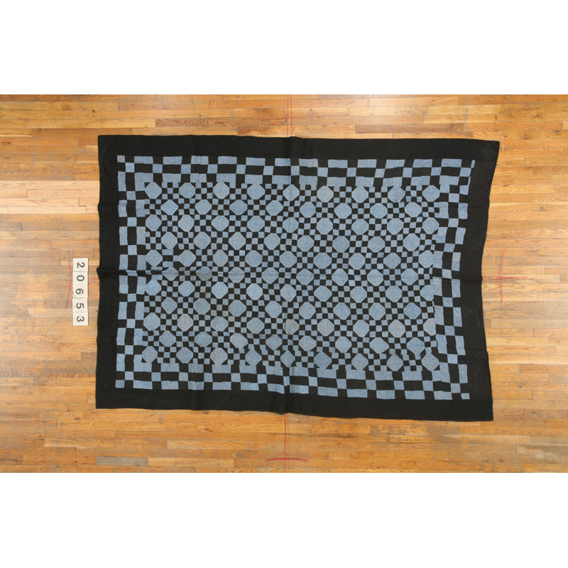 Antique Quilt Hallway Runner Wool Blue Rug