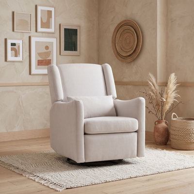 Swivel Glider Recliner Chair with Plush High Back, 3-Position Locking Footrest and Supportive Padded Seat