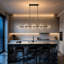 Suspension moderne noire linéaire à 8 lumières pour îlot de cuisine avec globes en verre transparent-729411336