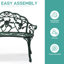 Elegant Aeruginous Cast Aluminum Patio Bench-1062887235