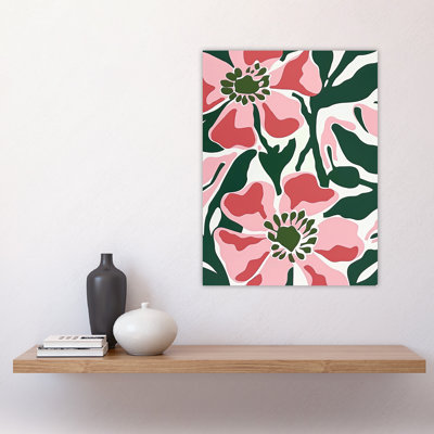 Wall Art Print Flower Blooms Pink Bright Abstract Painting Poster