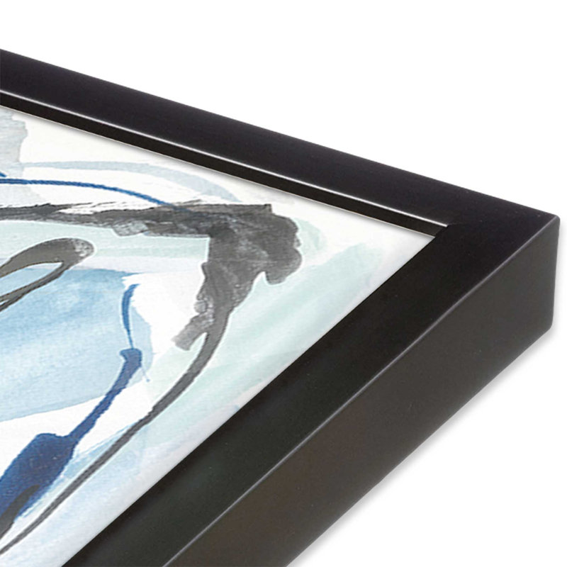 Azure Banana Leaf Canvas Print, 13.75" H x 13.75" W, Open Corner Framed, Weathered Zinc