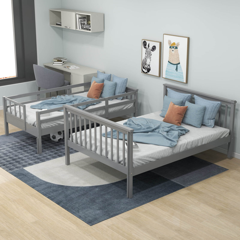 Demi-Jay Kids Twin Over Full Bunk Bed, Gray