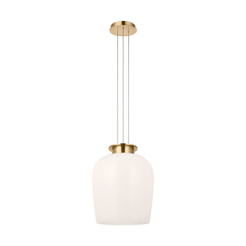 Vetro 1 - Light LED Pendant, Hand Rubbed Antique Brass