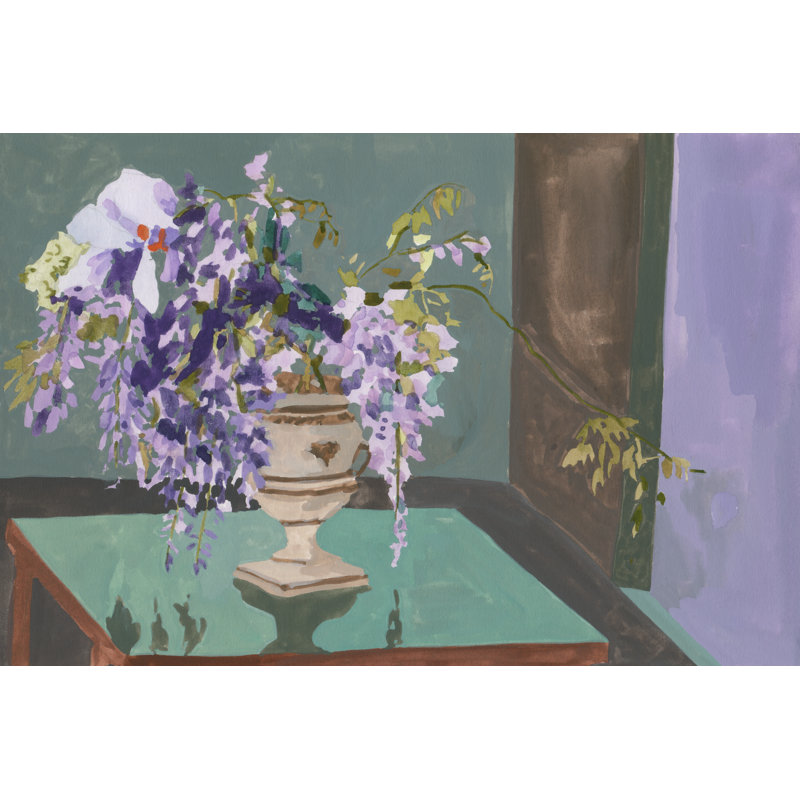 Blooming Wisteria II - Painting, 81 cm H x 122 cm W, Black Floater Framed