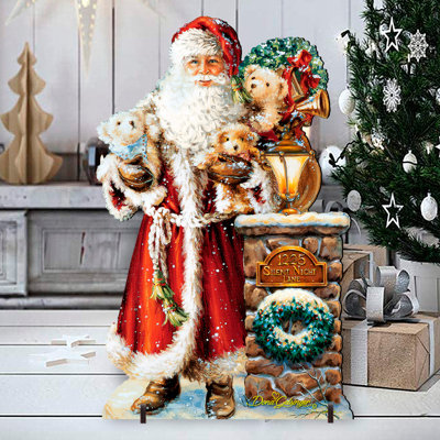 Figurine en bois père noël silent night
