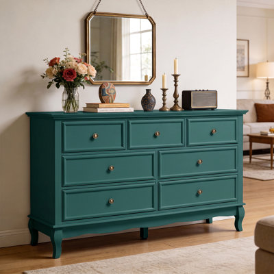 Commode 7 tiroirs avec pieds en bois massif