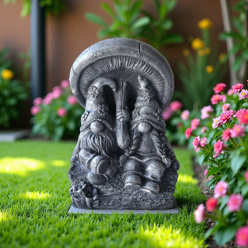 Statue de parasol fantaisie champignon nain, Gris