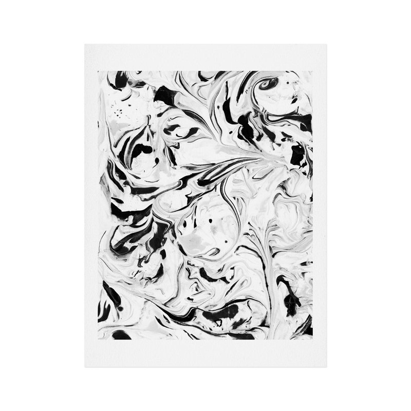 Reproduction d’art en marbre noir et blanc, H 14 po x l 11 po x P 0,125 po