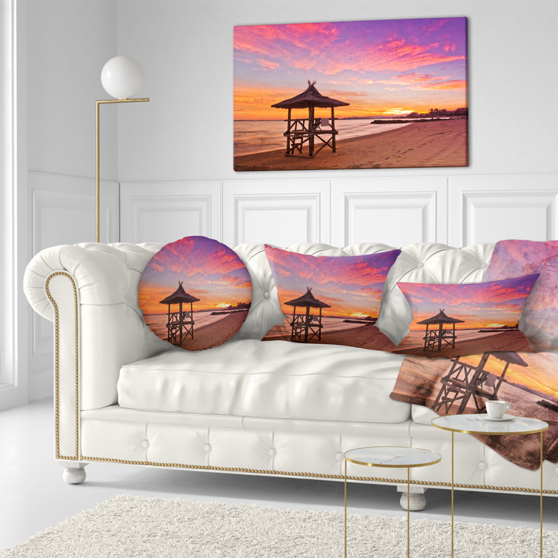 Poste de sauveteur Seashore avec magnifique coussin de plage, Rectangle, 12 po x 20 po