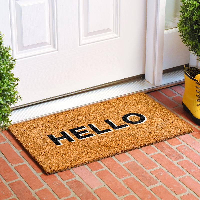 Tapis d'entrée extérieur antidérapant Retro Block Hello, L 24 po x L 36 po