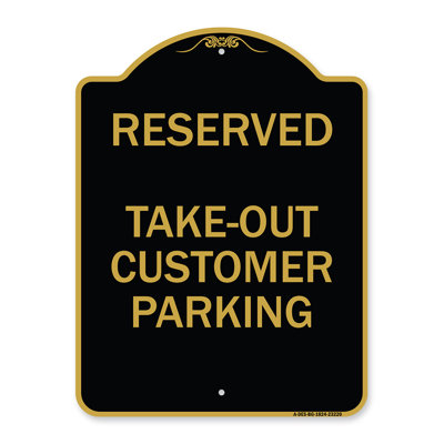 Enseigne Signmission Designer Series - Réservé - Stationnement pour client à emporter | Enseigne architecturale en aluminium de gros calibre vert et blanc 18 po x 24 po | Protégez votre entreprise et votre commune | Fabriqué aux États-Unis