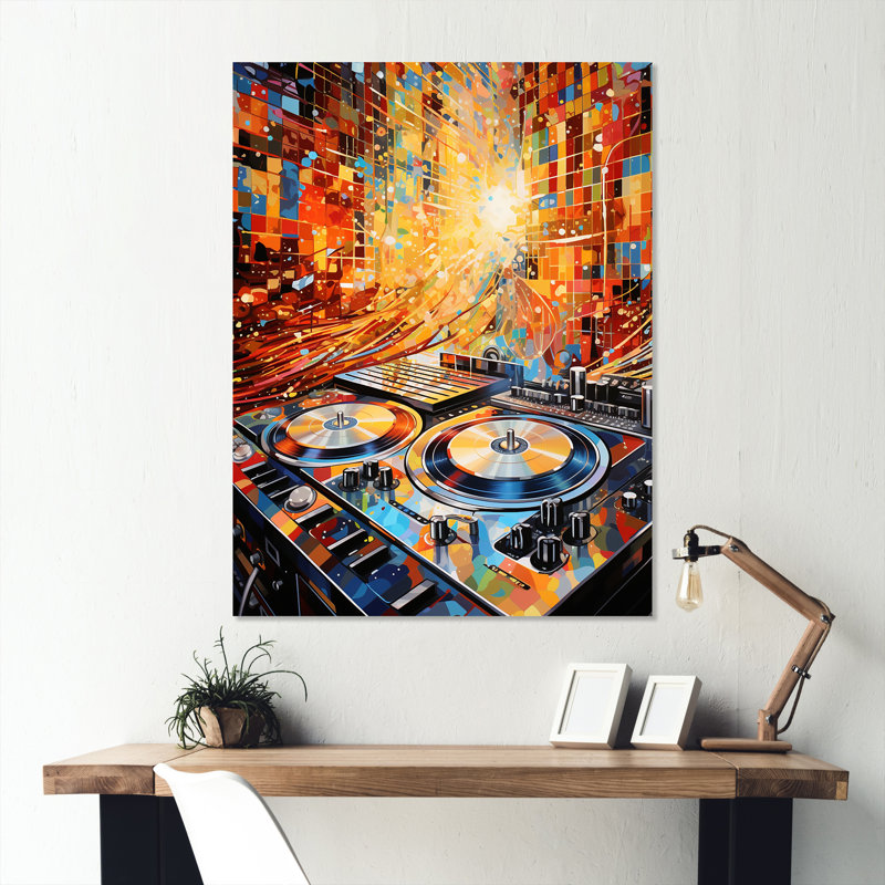 Platine vinyle multicolore Brilliance I - Art mural en métal, H 20 po x l 12 po x P 1 po
