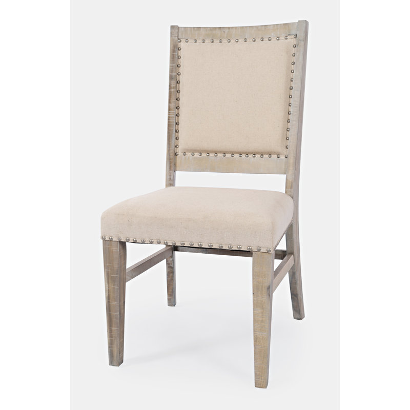Panama 19'' H Tufted Upholstered Acacia Side Chair, Ash