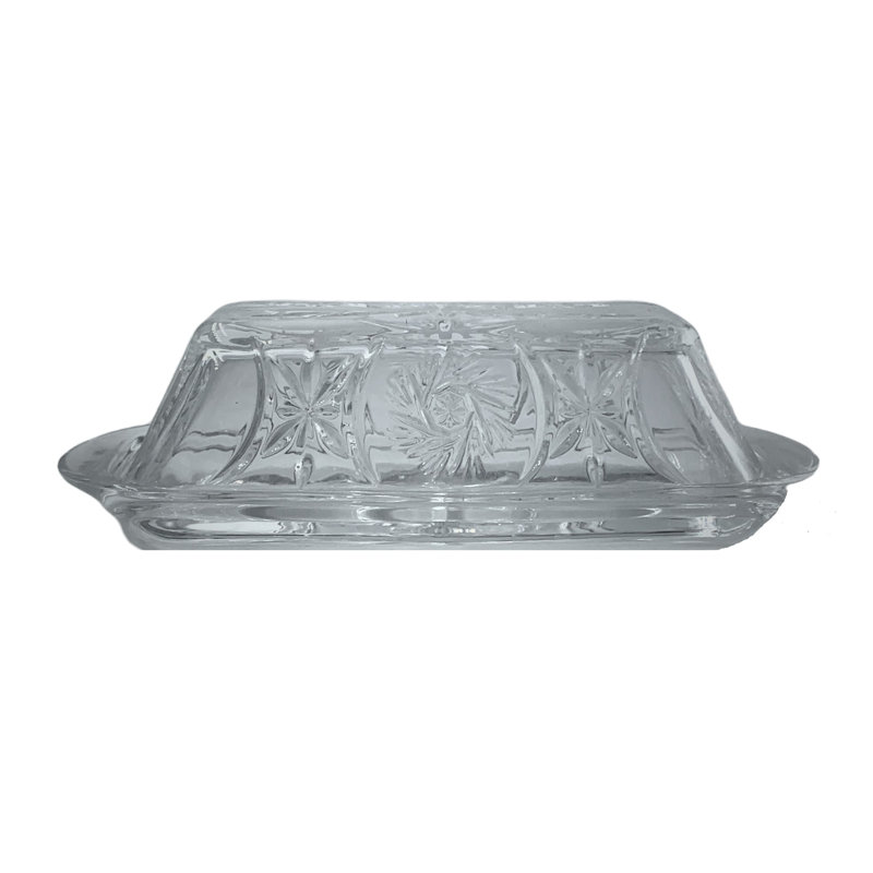 Beurrier en verre avec couvercle 73 x 3 pouces 100% sans danger pour les aliments - lavable au lave-vaisselle - beau design décoratif et aspect antique.