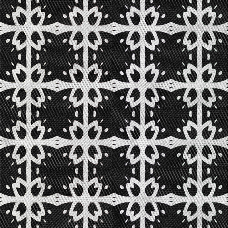 Tapis noir/blanc cassé à motifs, Carré 3 pi