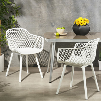 Siège de salle à manger en polypropylène blanc - chaise coquelicot, résistance aux intempéries, variété stable, motif en losange, garantie moderne du polypropylène de la chaise de niveau, sol stable, détail,