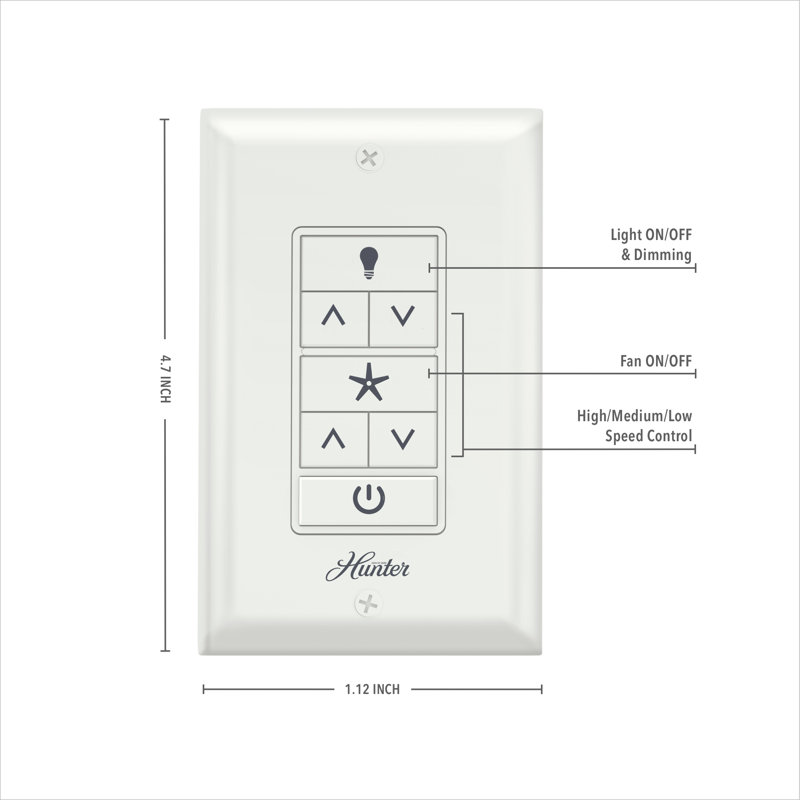 Universal White Fan Light Wall Control with Receiver